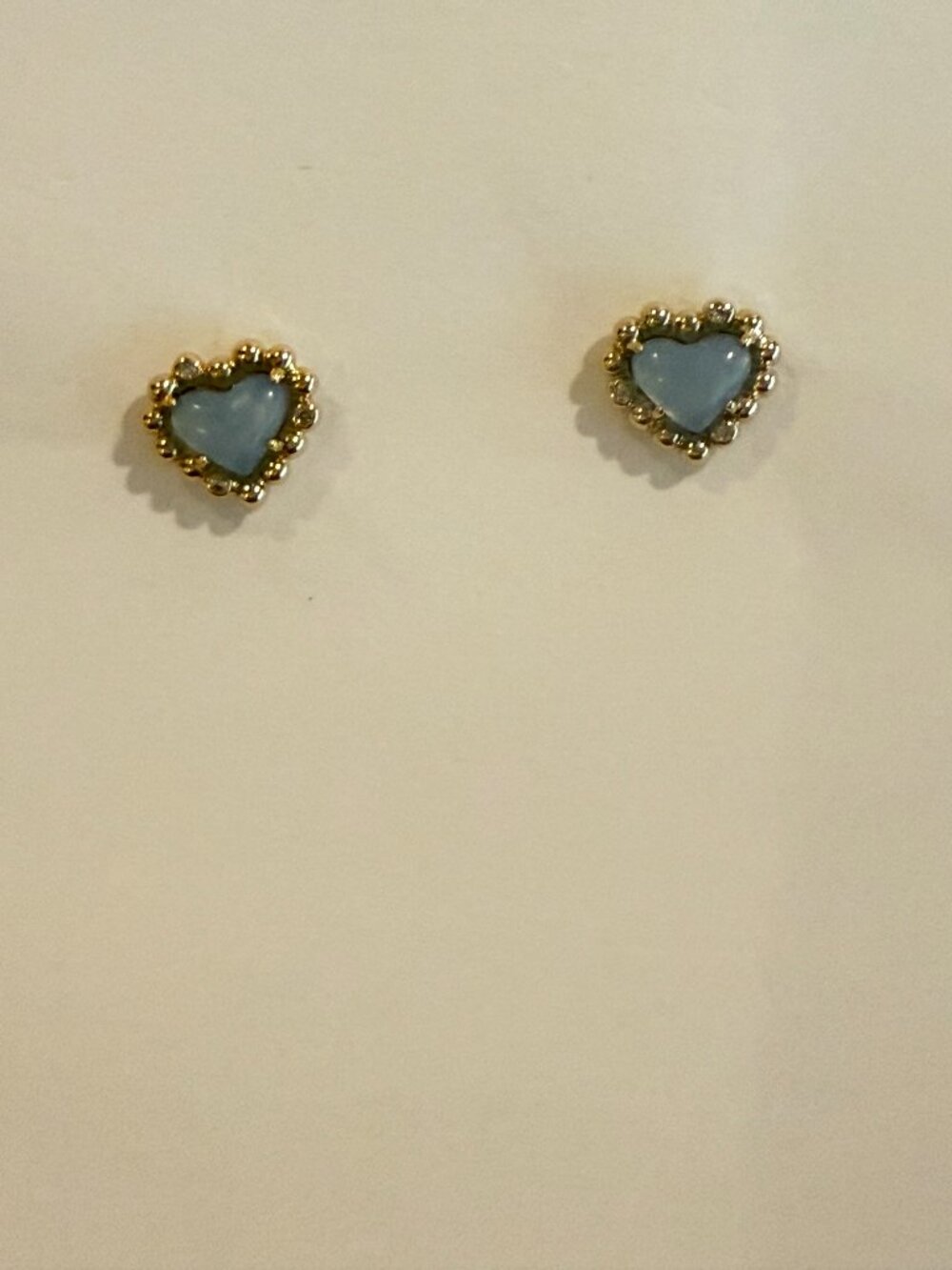 Kendra Scott Anna Framed Heart Stud Earrings - Light Blue/Gold